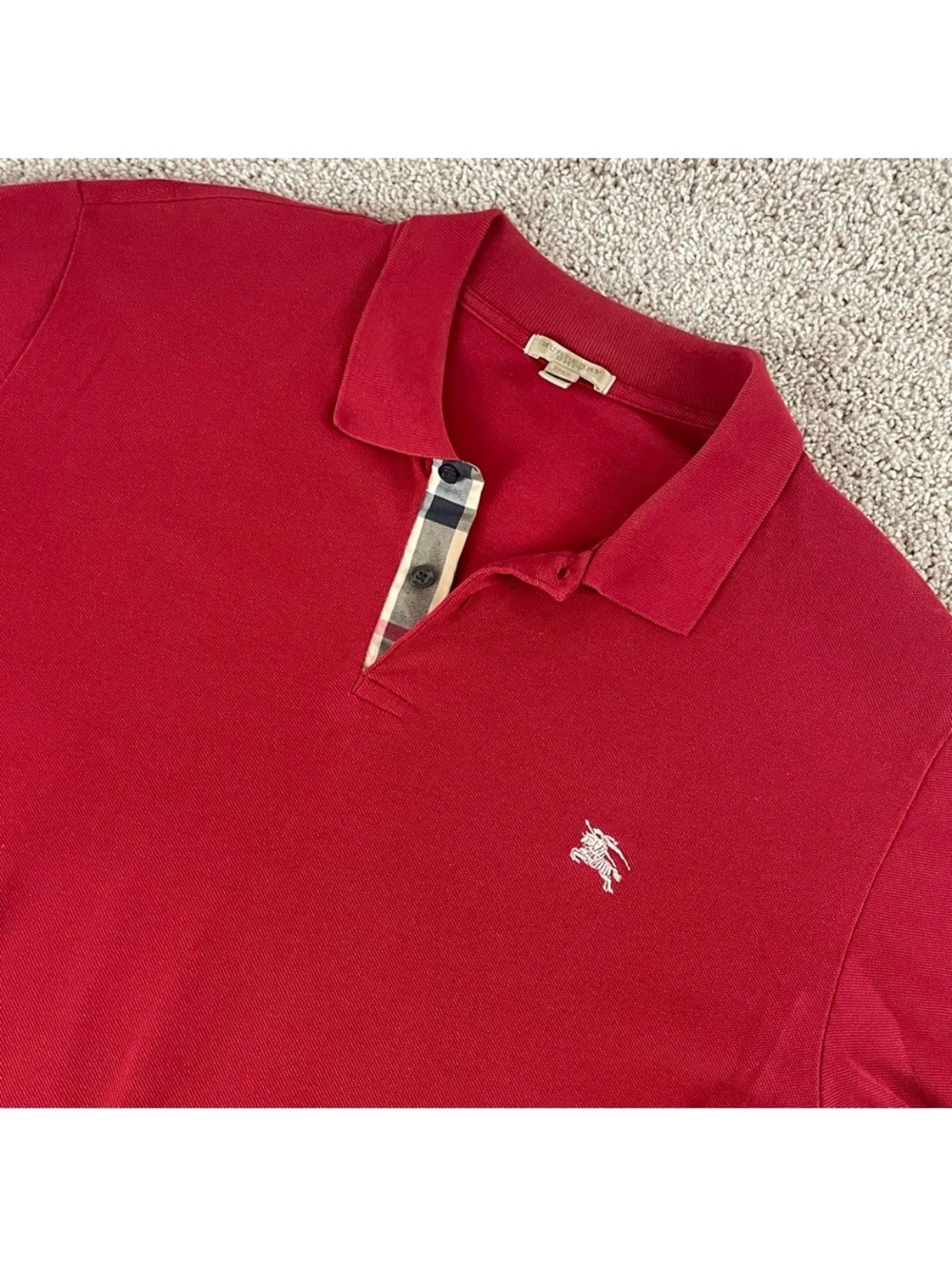 Burberry Brit Polo Shirt Mens
2XL Red Nova Check Classic
Casual Designer E322